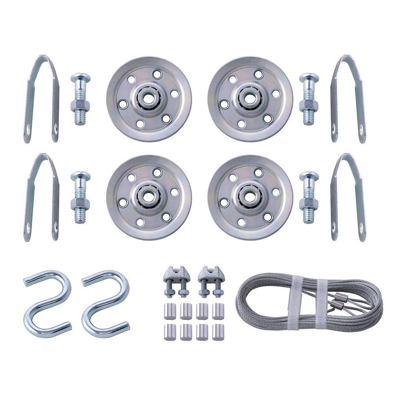 HOME MASTER HARDWARE Cable and Pulley Replacement Kit - 4pcs 3" Heavy Duty Pulleys,2pcs Galvanized Aircraft Cables - 3/32 Diameter 12 Fasteners for Overhead Sectional Garage Doors - Image 2